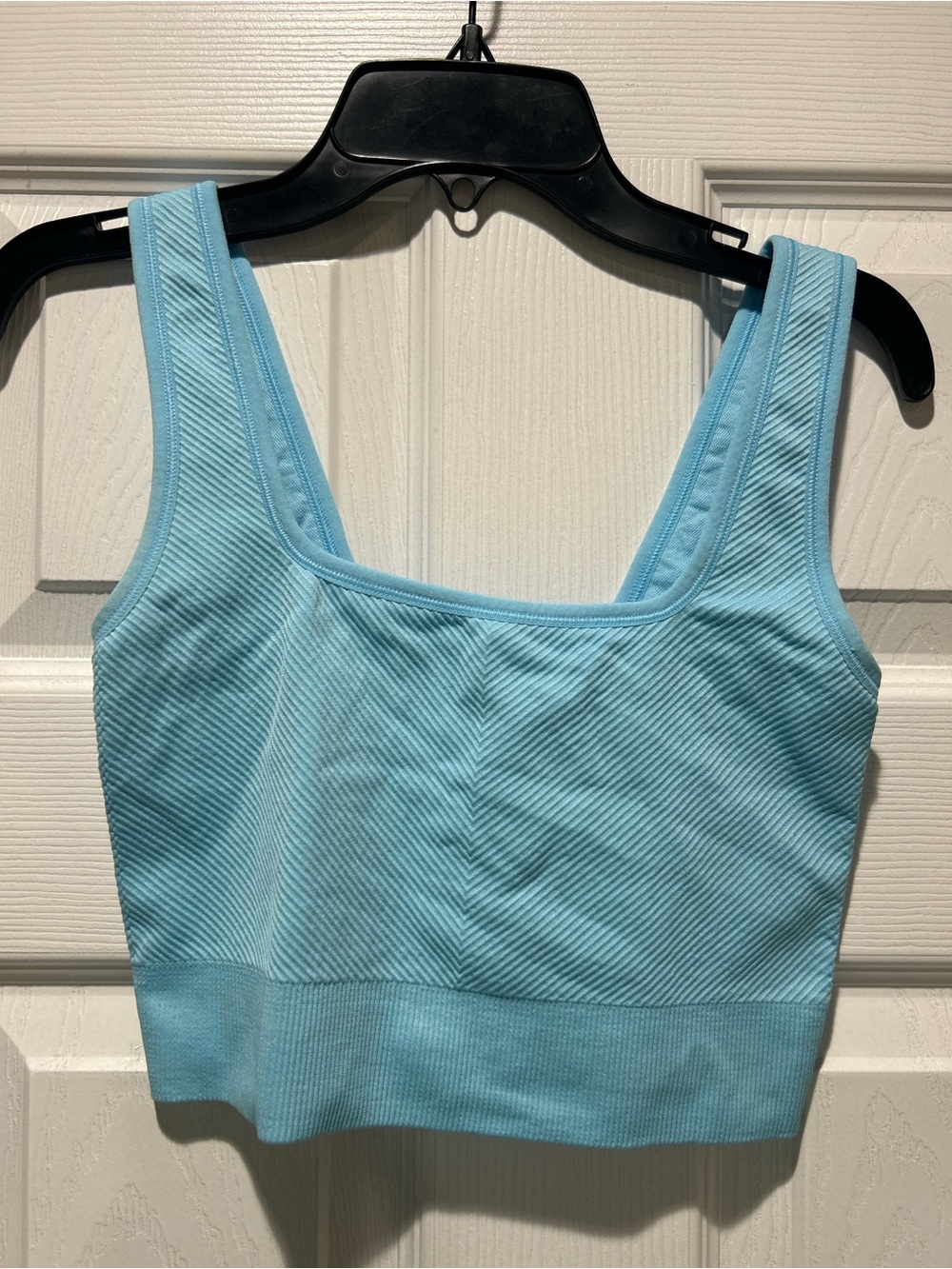 all in motion Light Blue Ribbed Scoop Neck Crop Bralette
